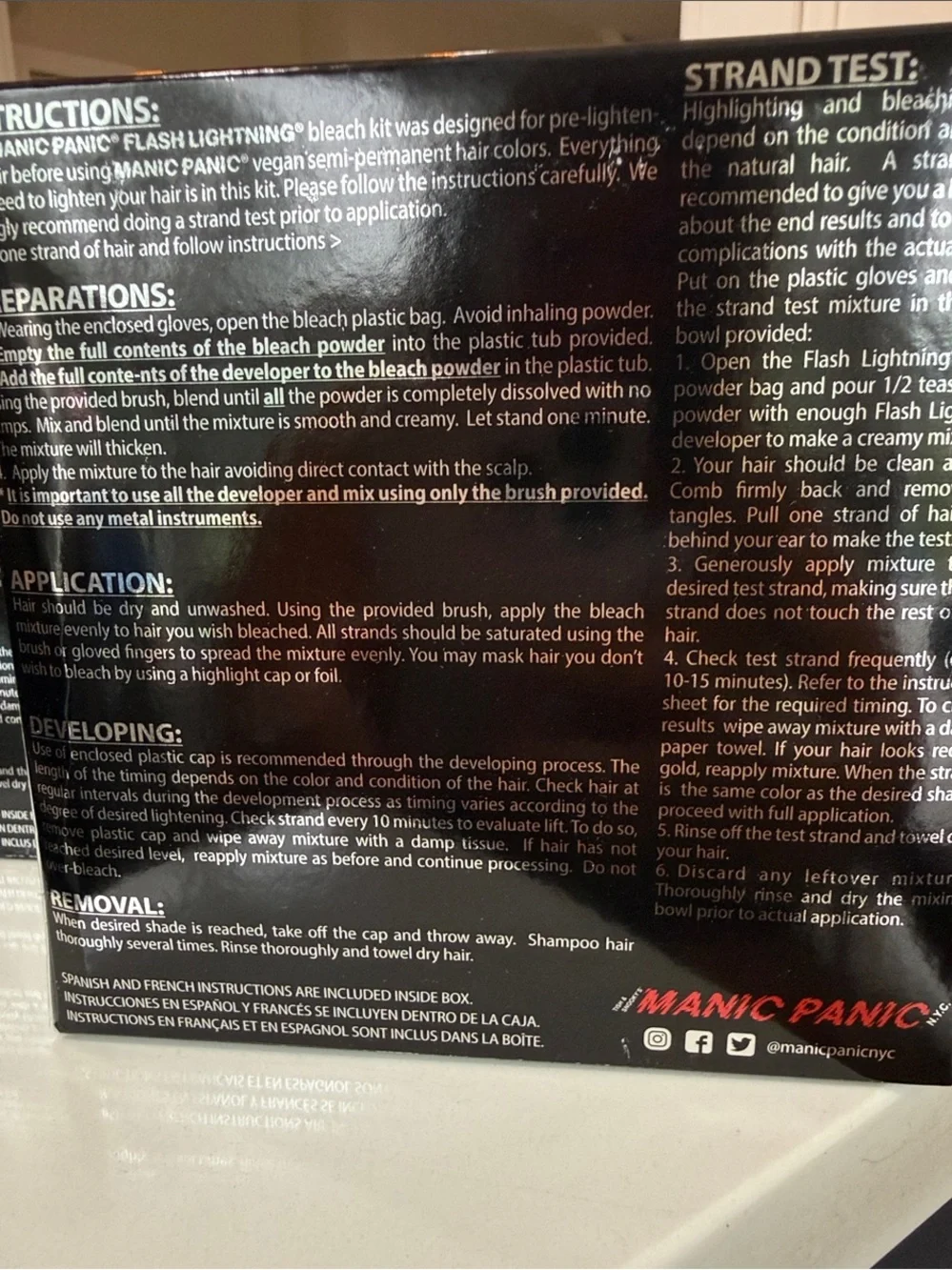2 MANIC PANIC Flash Lightning Super Strength Bleach Kit - NIB